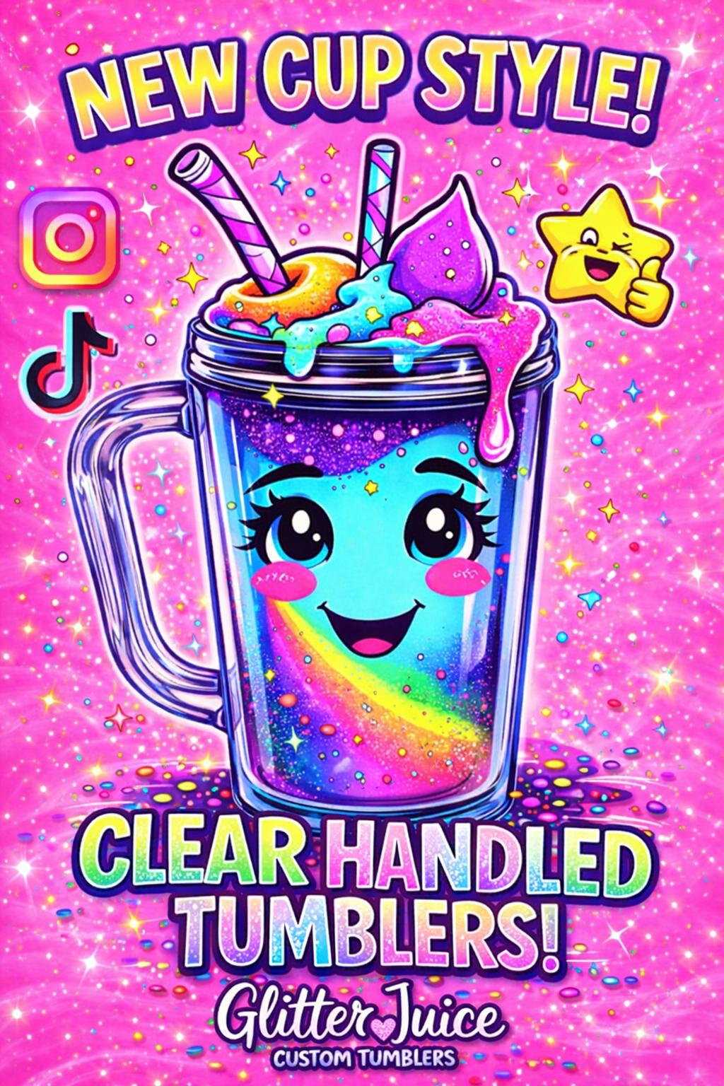 ⭐ NEW ⭐️ 16oz Handle Snowglobe Tumbler ❤︎