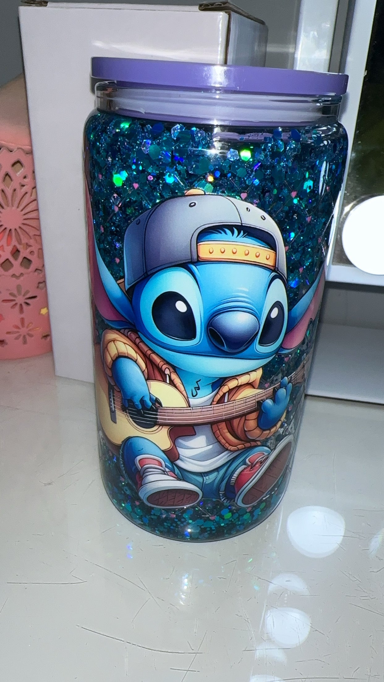 16oz Glass Snow Globes With Coloured Lids ❤︎