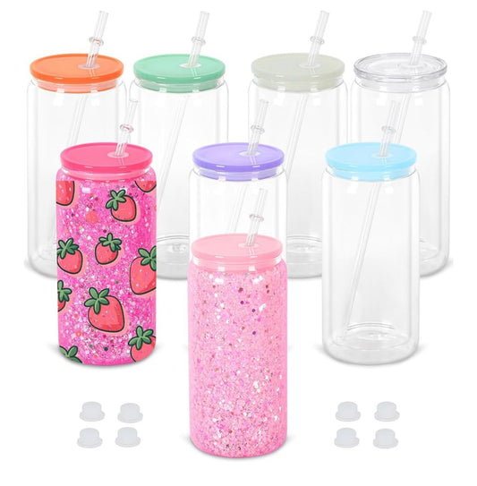 16oz Glass Snow Globes With Coloured Lids ❤︎